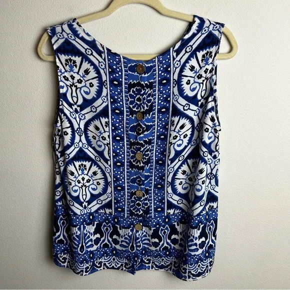 Haute Hippie style Batik printed sleeveless tank blouse size: XL - Picture 8 of 10